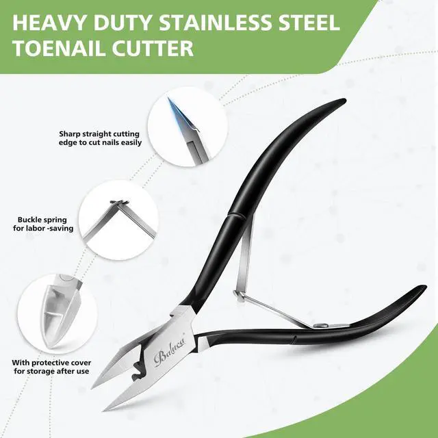Alt view image 4 of 7 - Toenail Clippers Straight Blade for Thick Toenails and Ingrown Nails, Professional Stainless Steel Fingernail Toenail Clippers Trimmers for Seniors, Men and Adult - Black