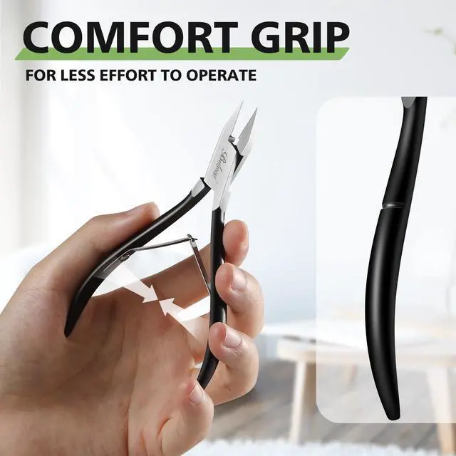 Alt view image 5 of 7 - Toenail Clippers Straight Blade for Thick Toenails and Ingrown Nails, Professional Stainless Steel Fingernail Toenail Clippers Trimmers for Seniors, Men and Adult - Black