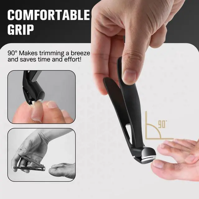 Alt view image 2 of 7 - Angled Head Long Handled Toenail Clipper for Seniors - Large Wide Jaw Nail Clipper with Catcher for Thick Nails - Easier Trimming, Ergonomic Design (Black