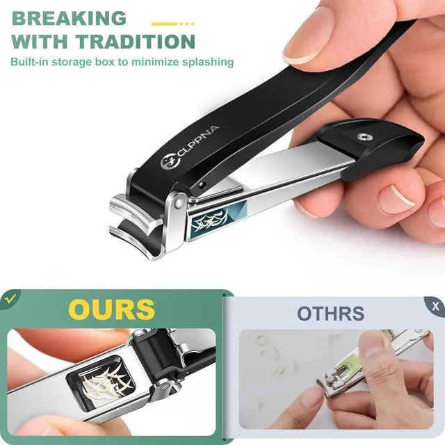 Alt view image 2 of 7 - Nail Clippers for Men with Catcher, CLPPNA Heavy Duty Finger Nail Clippers Adult, Stainless Steel Nail Cutter, Fingernail & Toenail Clippers Ideal Gift for Men & Grooming Gifts