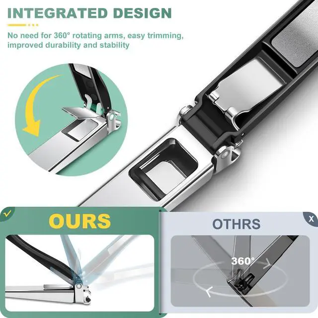 Alt view image 4 of 7 - Nail Clippers for Men with Catcher, CLPPNA Heavy Duty Finger Nail Clippers Adult, Stainless Steel Nail Cutter, Fingernail & Toenail Clippers Ideal Gift for Men & Grooming Gifts
