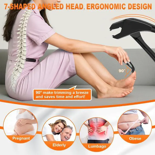 Alt view image 2 of 7 - Toenail Clippers for Seniors, 2026 Upgrade Angled Head Nail Clippers for Men with Catcher, CLPPNA Ergonomic Toenails Clipper for Thick Toenails Long Handle, Sharp Wide Jaw Fingernail Clippers Adult