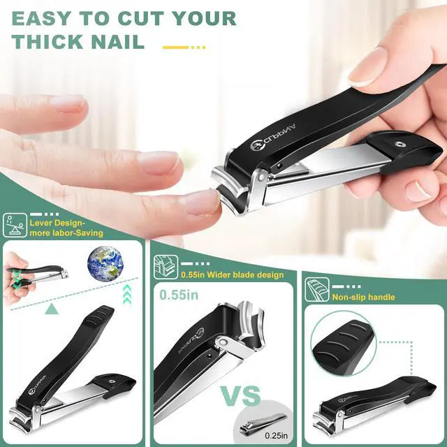 Alt view image 6 of 7 - Nail Clippers for Men with Catcher, CLPPNA Heavy Duty Finger Nail Clippers Adult, Stainless Steel Nail Cutter, Fingernail & Toenail Clippers Ideal Gift for Men & Grooming Gifts
