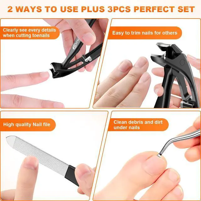 Alt view image 7 of 7 - Toenail Clippers for Seniors, 2026 Upgrade Angled Head Nail Clippers for Men with Catcher, CLPPNA Ergonomic Toenails Clipper for Thick Toenails Long Handle, Sharp Wide Jaw Fingernail Clippers Adult