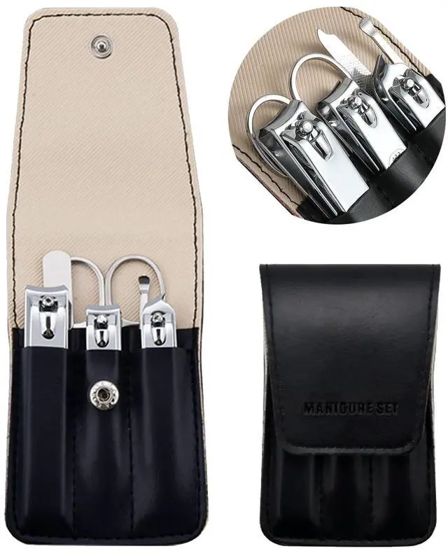 Main image of Nail Clipper Set, 6 Pcs Toenail Clippers, Stainless Steel Fingernail Clipper, and PU Leather Manicure Set, Gift Ideas (Black)