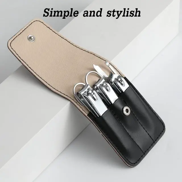 Alt view image 4 of 6 - Nail Clipper Set, 6 Pcs Toenail Clippers, Stainless Steel Fingernail Clipper, and PU Leather Manicure Set, Gift Ideas (Black)