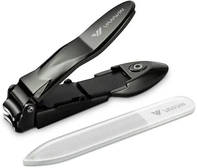 Main image of Nail Clippers with Catcher, No Splash Fingernail Toenail Clippers with Sharp Curved Blade and Glass Nail File, Wide Jaw Opening Stainless Steel Nail Cutter Trimmer for Seniors Adult Men Women