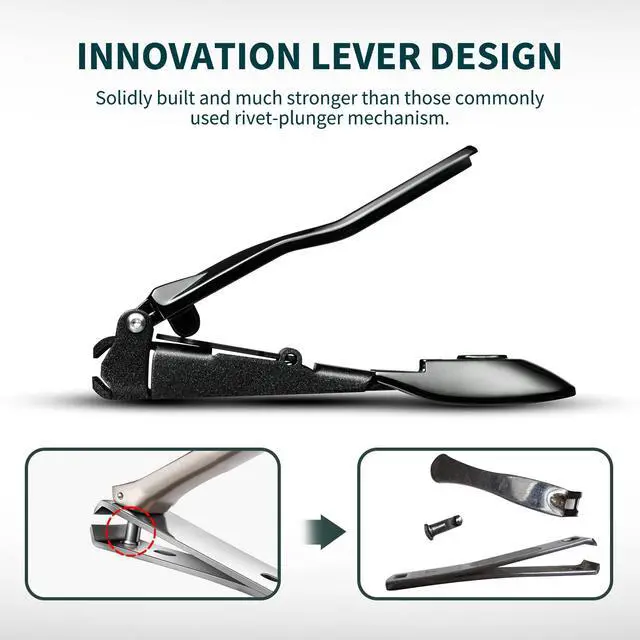 Alt view image 4 of 7 - Nail Clippers with Catcher, No Splash Fingernail Toenail Clippers with Sharp Curved Blade and Glass Nail File, Wide Jaw Opening Stainless Steel Nail Cutter Trimmer for Seniors Adult Men Women