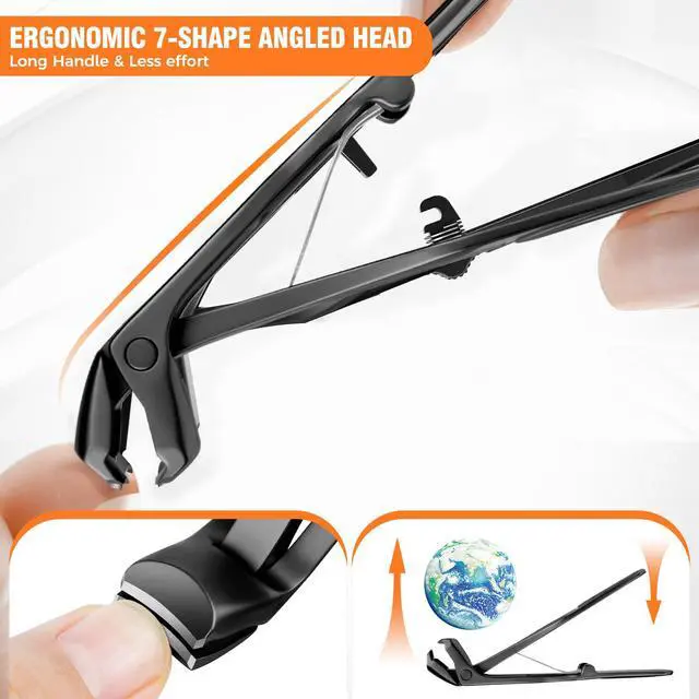 Alt view image 3 of 7 - Nail Clippers for Men Thick Nails with Angled Head & Wide Opening, Heavy Duty Large Nail Clippers for Seniors with Catcher, 2026 Slanted Sharp Nail Clippers Set Gifts for Men Women Adults