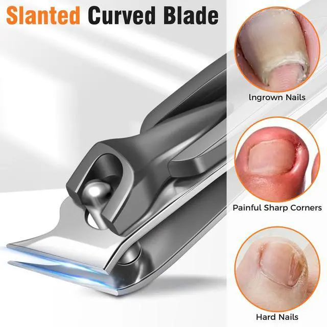 Alt view image 4 of 7 - Nail Clippers for Men Thick Nails with Angled Head & Wide Opening, Heavy Duty Large Nail Clippers for Seniors with Catcher, 2026 Slanted Sharp Nail Clippers Set Gifts for Men Women Adults