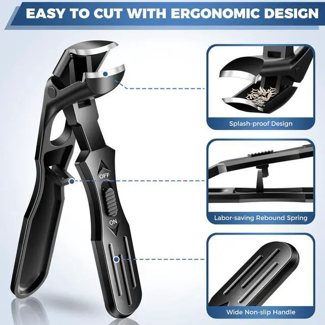 Alt view image 4 of 7 - Toenail Clippers for Seniors Thick Toenails, 2026 Upgrade Angled Nail Clipper for Seniors, Toe Nail Clippers for Men with Wide Jaw Opening, Heavy Duty Fingernail Clipper
