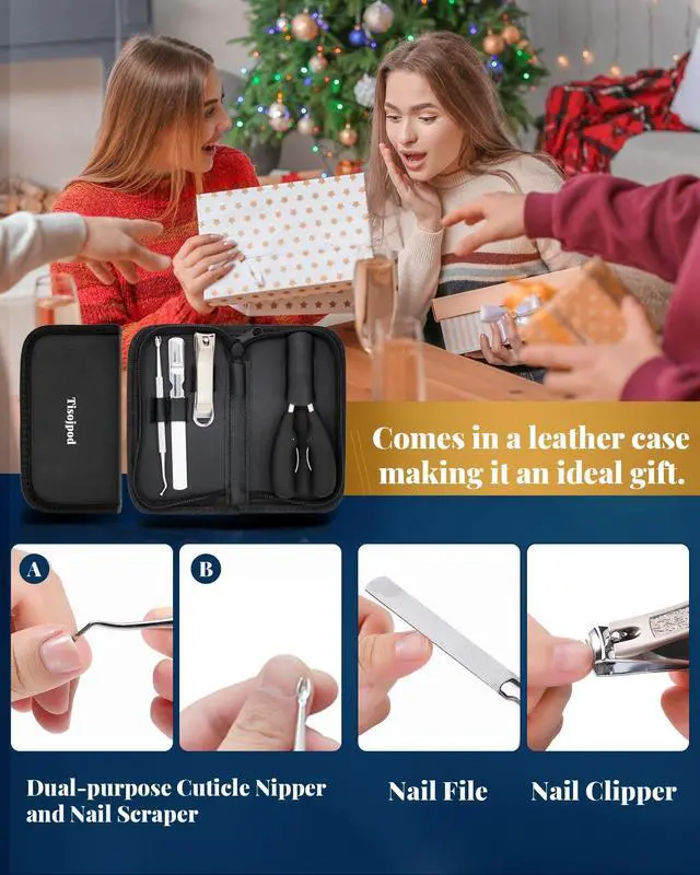 Alt view image 4 of 5 - Nail Clippers Set,Toe Nail Clippers for Ingrown & Thick Toenails,Toe Nail Clippers for Thick Nails for Seniors Men Women,Professional Heavy Duty Toenail Clippers with Stainless Steel 4Pcs (Black)