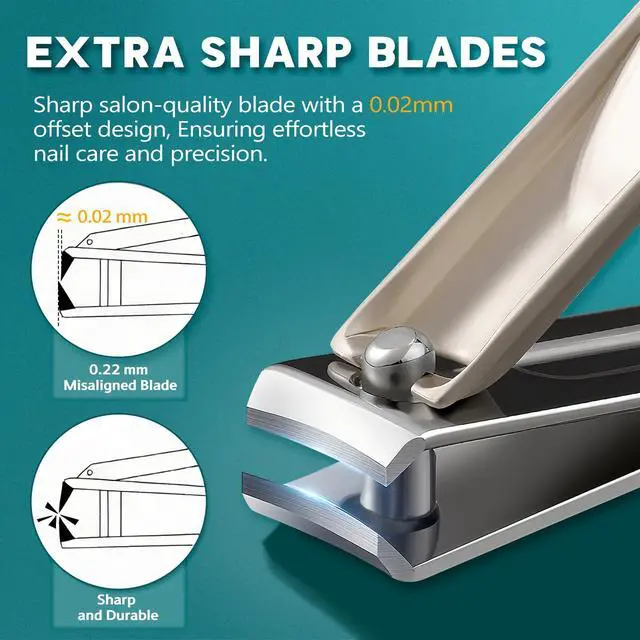 Alt view image 4 of 7 - Pro 5-in-1 Nail Clippers Set for Men & Women. Ultra Sharp Stainless Steel Manicure Kit w/Angled Trimmer in Luxury Leather Case. Travel & Home Use