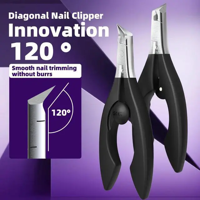 Alt view image 2 of 7 - Nail Clippers for Thick Toenails & Fingernails Straight Edge Stainless Steel Cutter with Safety Lock, Ergonomic Grip Professional Ingrown Nail Trimmer for Men & Women
