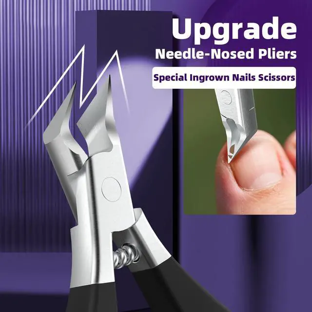 Alt view image 3 of 7 - Nail Clippers for Thick Toenails & Fingernails Straight Edge Stainless Steel Cutter with Safety Lock, Ergonomic Grip Professional Ingrown Nail Trimmer for Men & Women