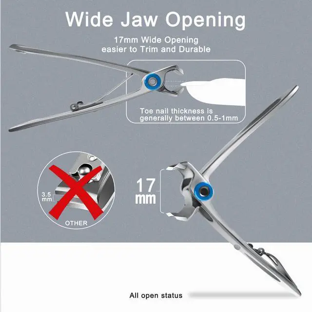 Alt view image 4 of 6 - Extra Large Long Handle Toenail Clippers - 17mm Wide Jaw Opening Heavy Duty for Thick Toenails, Seniors, Men, Adults
