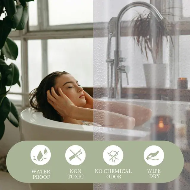 Alt view image 5 of 5 - Shower Curtain Liner Clear- Premium PEVA Waterproof Shower Curtain with Rust-Proof Grommets, Standard Size Bathroom Shower Curtains, 72x72 Inches Lightweight