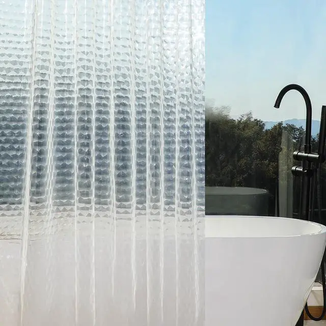 Main image of 3D Water Cube Shower Curtain 72x72 Clear, Heavy-Duty Thick PEVA Waterproof Bathroom Shower Curtain Liner with 3 Bottom Magnets and 12 Hooks