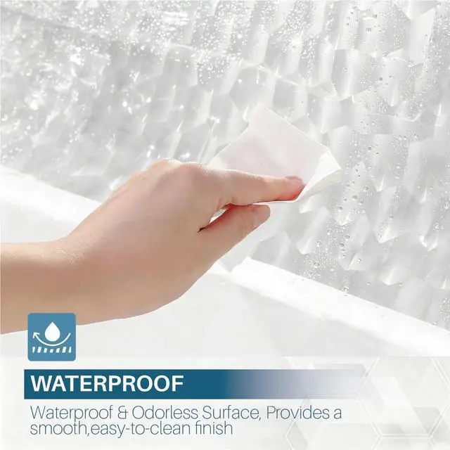 Alt view image 5 of 7 - 3D Water Cube Shower Curtain 72x72 Clear, Heavy-Duty Thick PEVA Waterproof Bathroom Shower Curtain Liner with 3 Bottom Magnets and 12 Hooks