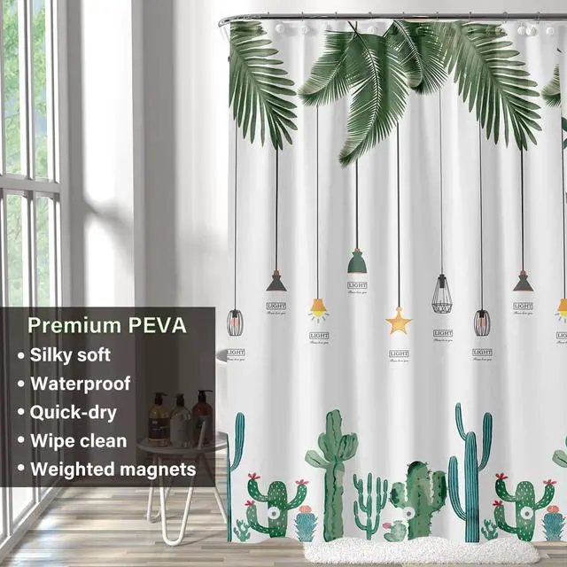 Alt view image 2 of 6 - Plastic Shower Liner - Premium PEVA 6G Thickened Shower Curtain Liner with Rustproof Grommets and 3 Weighted Magnets, Waterproof Shower Curtain for Bathroom(Tropical Leaf, 72*72)