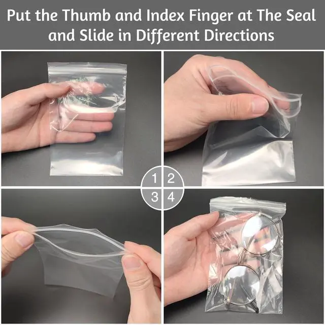 Alt view image 3 of 7 - 200Pcs 4x6 inch Clear Plastic Zip Bags, 2 Mil Thick