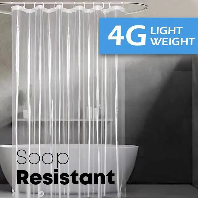Alt view image 2 of 2 - PEVA 4G Clear Shower Curtain Super Durable Plastic 72 Length, Weighted Standard 70 x 72, Bathroom Shower Curtain Liners with 3 Magnet