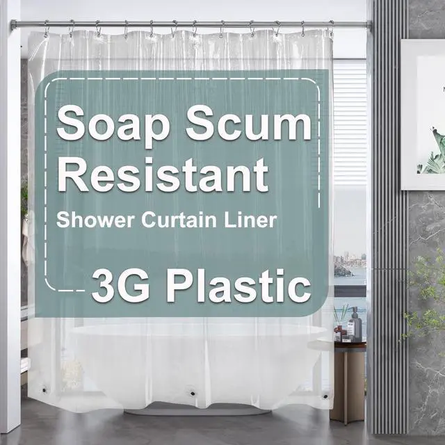 Main image of Clear Shower Curtain Liner, Plastic Shower Curtain Liner, Lightweight Shower Liner PEVA, Waterproof Bathroom Shower Curtains with 3 Magnets and 12 Rustproof Grommets, 72x72 Inches