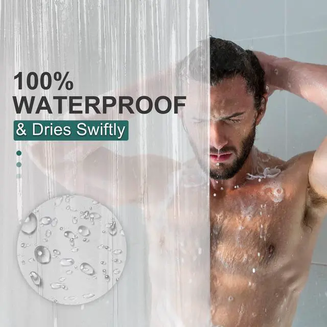 Alt view image 3 of 7 - Clear Shower Curtain Liner, Plastic Shower Curtain Liner, Lightweight Shower Liner PEVA, Waterproof Bathroom Shower Curtains with 3 Magnets and 12 Rustproof Grommets, 72x72 Inches