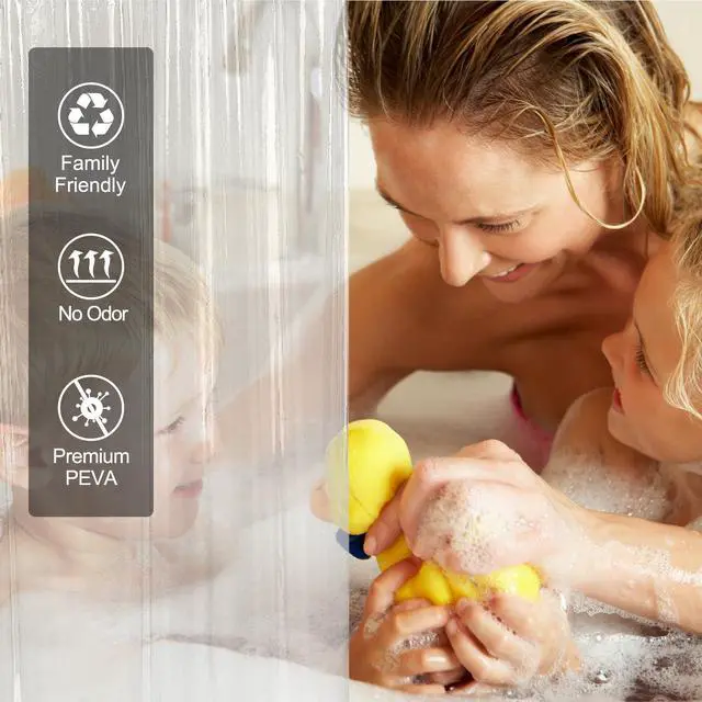 Alt view image 2 of 7 - Clear Shower Curtain Liner, Plastic Shower Curtain Liner, Lightweight Shower Liner PEVA, Waterproof Bathroom Shower Curtains with 3 Magnets and 12 Rustproof Grommets, 72x72 Inches