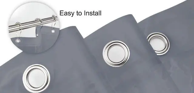 Alt view image 4 of 6 - 3 Guage PEVA Shower Curtain Liner 70"x72" with 3 Magnets at Bottom & 12 Metal Grommet Holes for Your Shower Hooks (Grey-)
