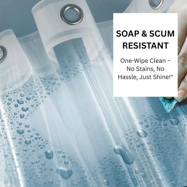 Alt view image 2 of 7 - Shower Curtain Liner with Magnets | 72X72 inches | Clear PEVA, 70 GSM Premium Thickness | Fits Standard Shower, Waterproof, Odour-Free, Rustproof Grommets