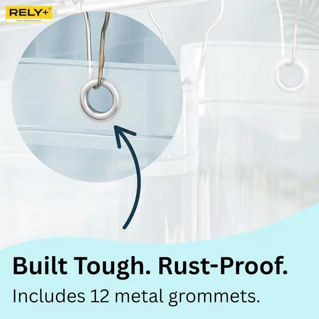 Alt view image 5 of 7 - Shower Curtain Liner with Magnets | 72X72 inches | Clear PEVA, 70 GSM Premium Thickness | Fits Standard Shower, Waterproof, Odour-Free, Rustproof Grommets