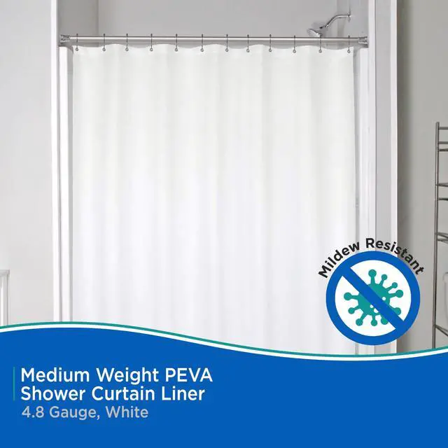 Alt view image 3 of 7 - KN61440 Medium Weight 5 Gauge Waterproof PEVA Shower Curtain Liner with Rust-Resistant Metal Grommets and Weighted Magnetic Hem for Bathroom, 70" W x 72" H, White, 1-Pack