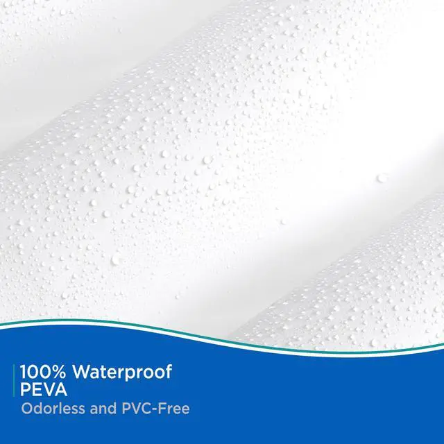 Alt view image 5 of 7 - KN61440 Medium Weight 5 Gauge Waterproof PEVA Shower Curtain Liner with Rust-Resistant Metal Grommets and Weighted Magnetic Hem for Bathroom, 70" W x 72" H, White, 1-Pack