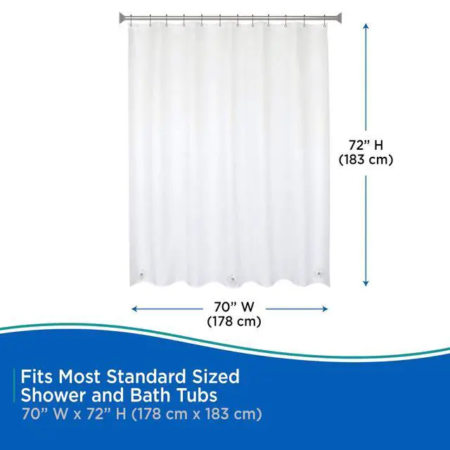 Alt view image 7 of 7 - KN61440 Medium Weight 5 Gauge Waterproof PEVA Shower Curtain Liner with Rust-Resistant Metal Grommets and Weighted Magnetic Hem for Bathroom, 70" W x 72" H, White, 1-Pack