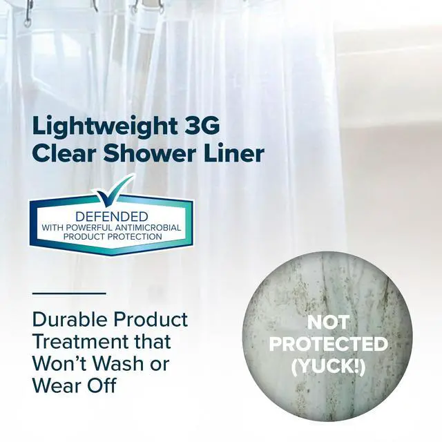 Alt view image 2 of 6 - Protected Shower Curtain Liner, 3G Lightweight, 70"x72", Clear