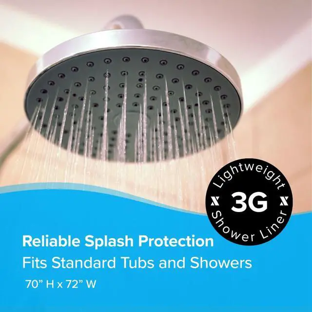 Alt view image 4 of 6 - Protected Shower Curtain Liner, 3G Lightweight, 70"x72", Clear