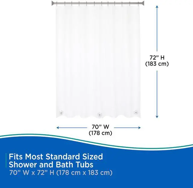 Alt view image 7 of 7 - KN61433 Lightweight 3 Gauge Waterproof PEVA Shower Curtain Liner with Durable Eyelet Hang Holes and Weighted Magnetic Hem for Bathroom, 70" W x 72" H, Clear, 1-Pack