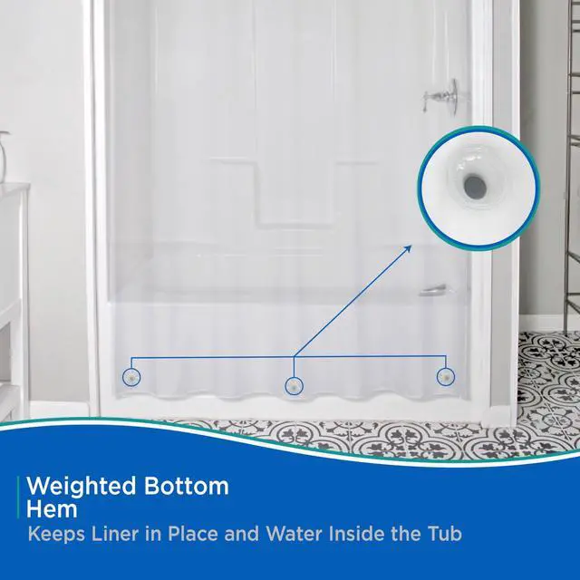Alt view image 6 of 7 - KN61433 Lightweight 3 Gauge Waterproof PEVA Shower Curtain Liner with Durable Eyelet Hang Holes and Weighted Magnetic Hem for Bathroom, 70" W x 72" H, Clear, 1-Pack