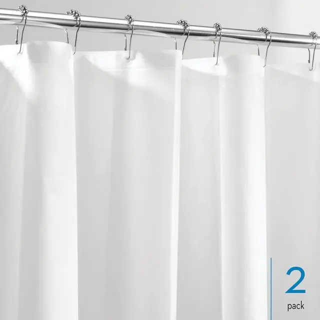 Alt view image 2 of 5 - PEVA Mold and Mildew Resistant Plastic Shower Curtain Liner for Use Alone or With Fabric Curtain, Set of 2, 72 x 72, White