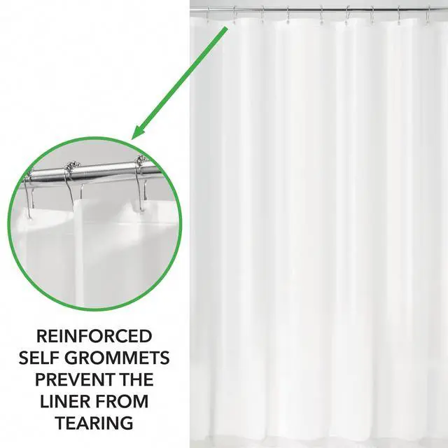 Alt view image 3 of 5 - PEVA Mold and Mildew Resistant Plastic Shower Curtain Liner for Use Alone or With Fabric Curtain, Set of 2, 72 x 72, White