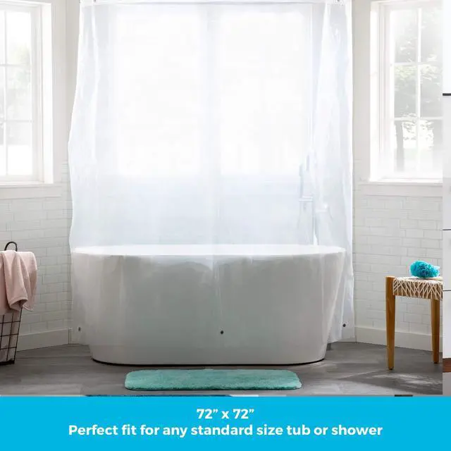 Alt view image 4 of 6 - Clear 4G Shower Curtain Liner PEVA Waterproof Vinyl 72 x 72 Inch Standard Shower Liner - Dorm Room Essentials