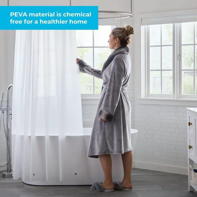 Alt view image 6 of 6 - Clear 4G Shower Curtain Liner PEVA Waterproof Vinyl 72 x 72 Inch Standard Shower Liner - Dorm Room Essentials