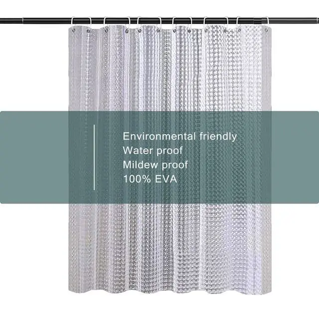 Alt view image 5 of 5 - EVA Clear Shower Curtain Liner,3D Plastic 5G Shower Liners with 12 Rustproof Metal Grommets and Weighted Magnets, Waterproof Duty Shower Curtains for Shower Bathroom 72 x 72