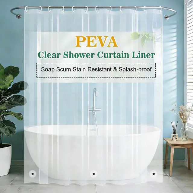 Main image of Clear Shower Curtain Liner 72x72 Waterproof Plastic Shower Curtains for Bathroom, Bathtub, Odorless PEVA Bathroom Curtain with 12 Plastic Hooks and 3 Magnets