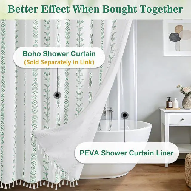 Alt view image 6 of 6 - Clear Shower Curtain Liner 72x72 Waterproof Plastic Shower Curtains for Bathroom, Bathtub, Odorless PEVA Bathroom Curtain with 12 Plastic Hooks and 3 Magnets