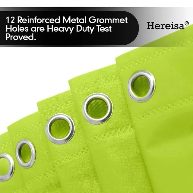 Alt view image 5 of 7 - PEVA Shower Curtain Lime Green 3G Lightweight, 72"x72" Bathroom Decor with 12 Reinforced Metal Grommets & 3 Magnets