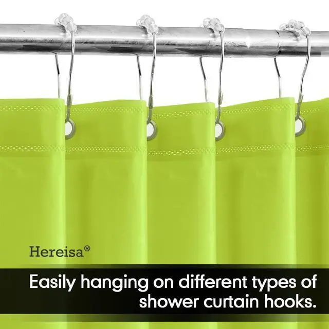 Alt view image 4 of 7 - PEVA Shower Curtain Lime Green 3G Lightweight, 72"x72" Bathroom Decor with 12 Reinforced Metal Grommets & 3 Magnets