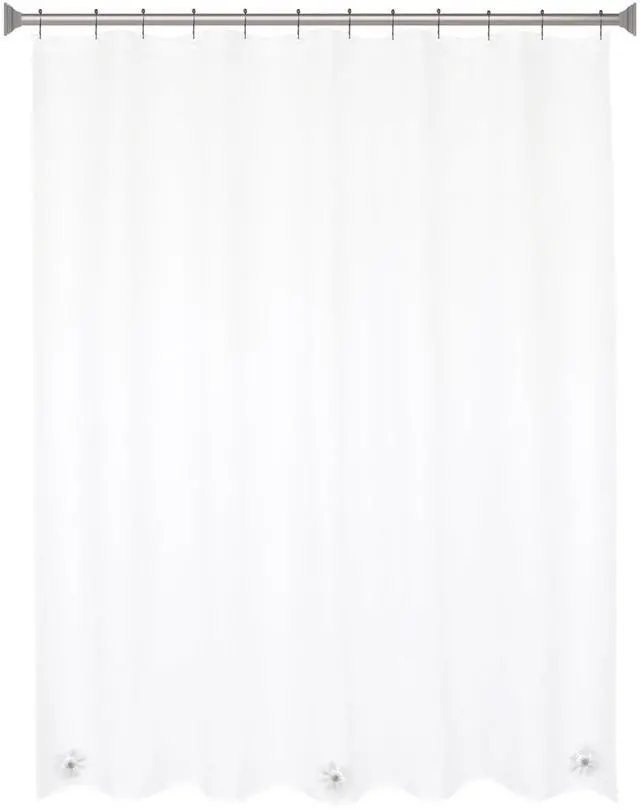 Main image of KN61708 Medium Weight 5 Gauge Waterproof PEVA Shower Curtain Liner with Durable Eyelet Hang Holes, Weighted Magnetic Hem, and 12 Piece Beaded Roller Ring Set for Bathroom, 70" W x 72" H, Clear