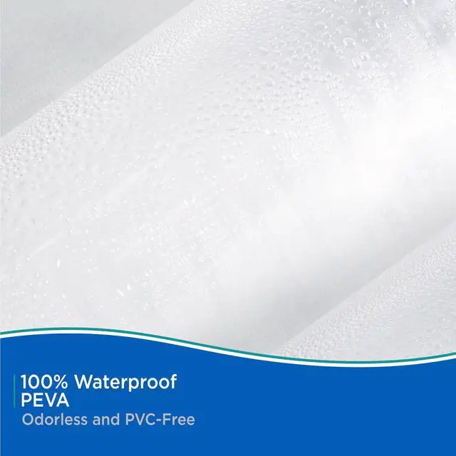 Alt view image 4 of 7 - KN61708 Medium Weight 5 Gauge Waterproof PEVA Shower Curtain Liner with Durable Eyelet Hang Holes, Weighted Magnetic Hem, and 12 Piece Beaded Roller Ring Set for Bathroom, 70" W x 72" H, Clear